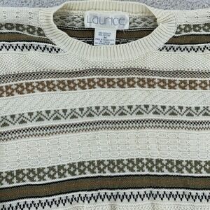 Vintage 90s Laurice Textured Cable Knit Sweater FITS Small Geometric Pullover